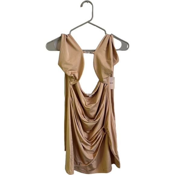 NWT superdown Michelle Wrap Mini Dress in Nude - Picture 3 of 13
